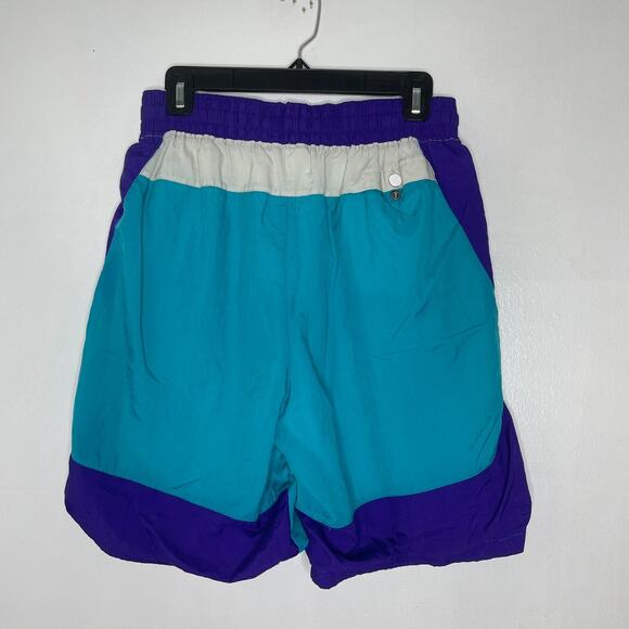 Nike Swim Shorts M Colorblock Teal Purple Retro 90s Style Mesh Lined Charlotte - Picture 4 of 5